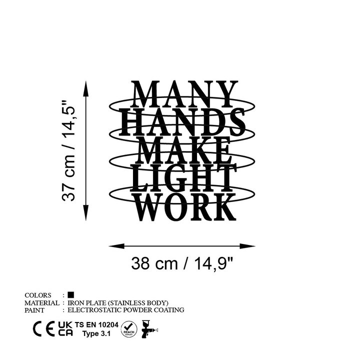 Wallity Hands Work Escultura de Pared de Metal Negra Wallity Hands Work Escultura de Pared de Metal Negra
